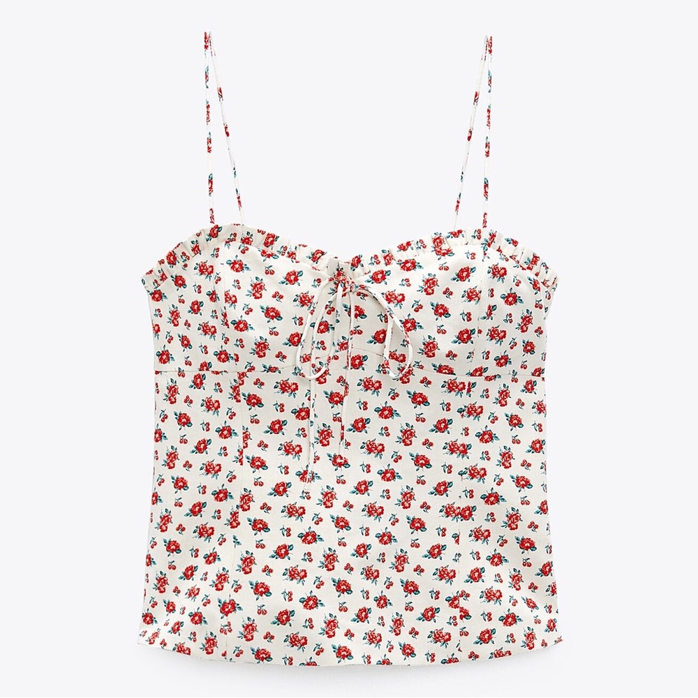 Zara Linen Floral Corset Top